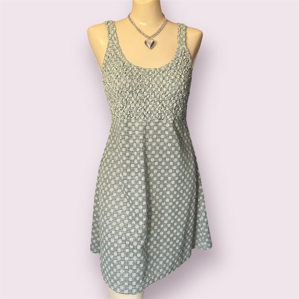 VTG 90s Y2K Deadstock Green Mini Floral Dress Fairycore Cottagecore